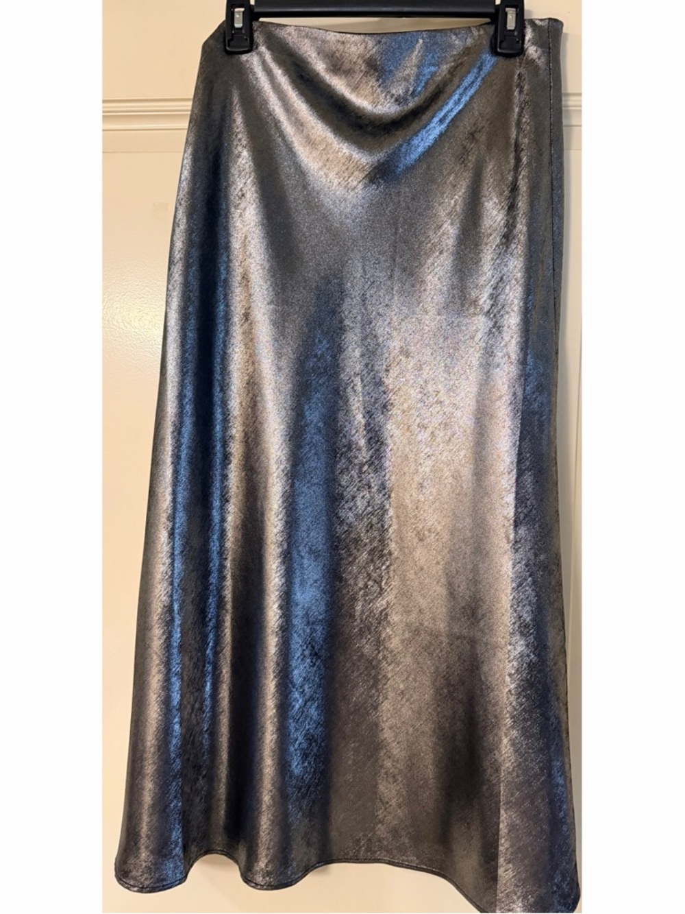 LOFT Metallic Silver A-Line Skirt